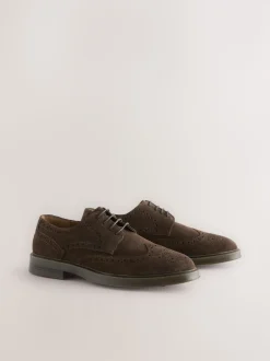 Marron - Chaussures Brogue en daim à semelle épaisse