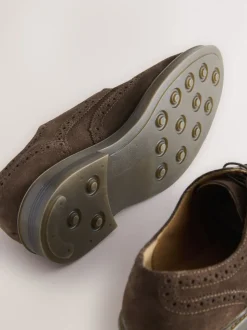 Marron - Chaussures Brogue en daim à semelle épaisse