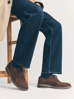 Marron - Chaussures derby en suédine