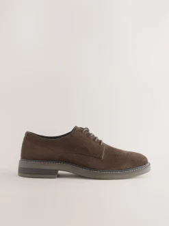 Marron - Chaussures derby en suédine