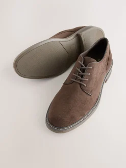 Marron - Chaussures derby en suédine