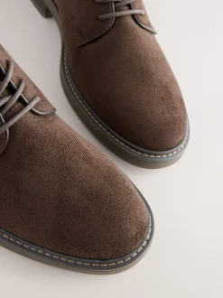 Marron - Chaussures derby en suédine