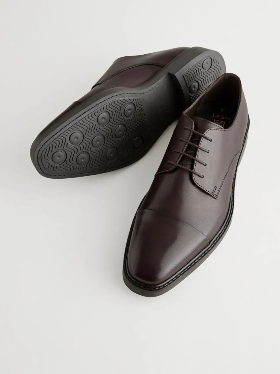 Marron - Chaussures en cuir à bout rapporté