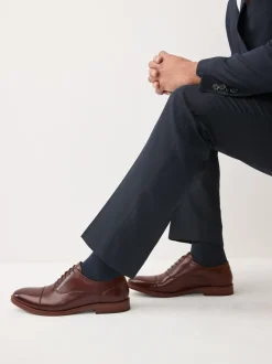 Marron - Chaussures Oxford à semelle contrastée en cuir