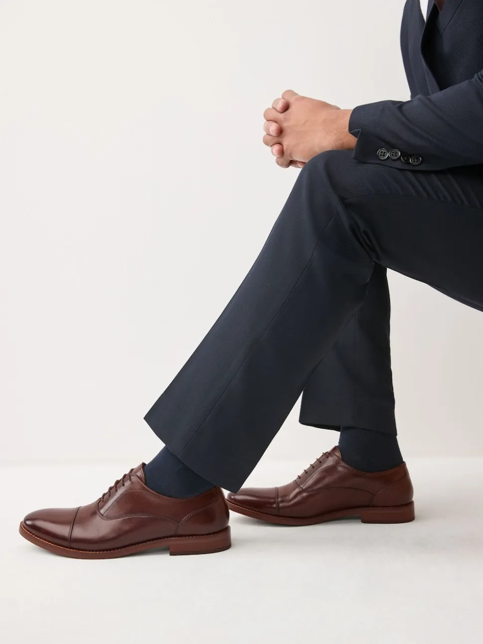 Marron - Chaussures Oxford à semelle contrastée en cuir