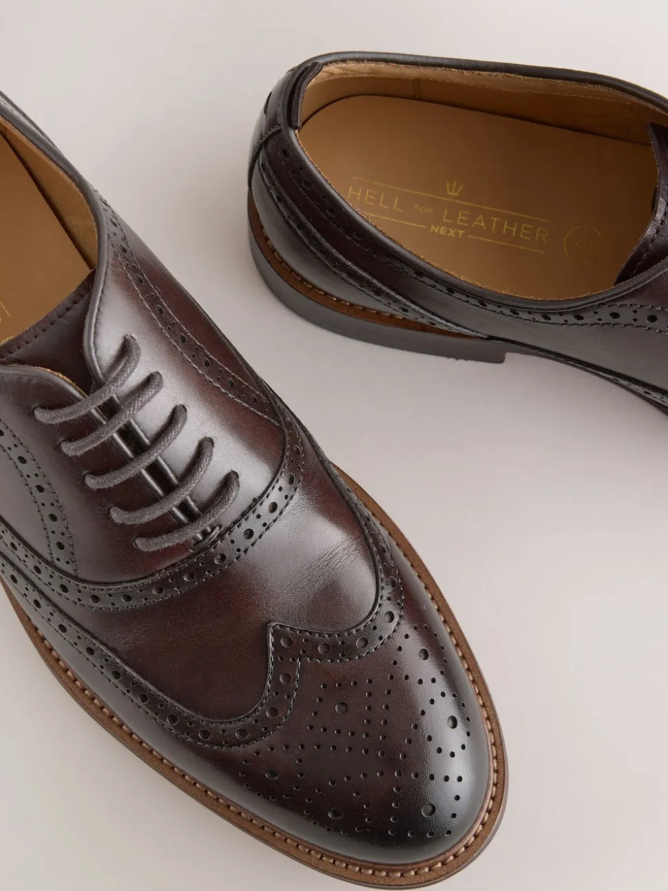 Marron - Chaussures Oxford Wingcap en cuir