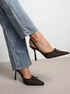 Marron - Chaussures Simmi London Bebee à talons avec nœud