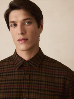 Marron - Chemise à manches longues Check