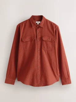 Marron - Chemise Coupe classique texturée à manches longues gaufrée