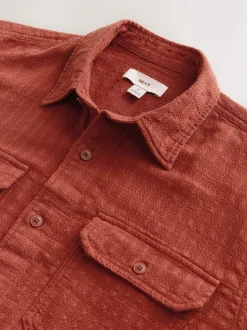 Marron - Chemise Coupe classique texturée à manches longues gaufrée