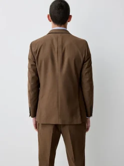 Marron - Coupe ajustée Flannel Costume Veste