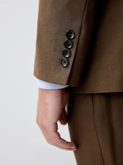 Marron - Coupe ajustée Flannel Costume Veste