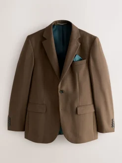 Marron - Coupe ajustée Flannel Costume Veste