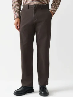 Marron - Coupe ample - Pantalon chino stretch