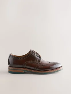Marron - Coupe classique - Chaussures Brogues épaisses à semelle contrastante en cuir