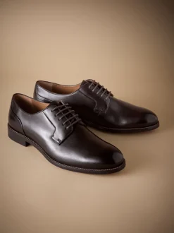Marron - Coupe classique - Signature Leather Sole Derby Chaussures