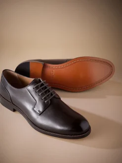 Marron - Coupe classique - Signature Leather Sole Derby Chaussures