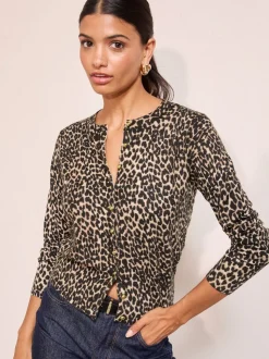 Marron - Friends Like These Animal Cardigan boutonné dôme