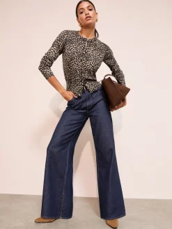 Marron - Friends Like These Animal Cardigan boutonné dôme