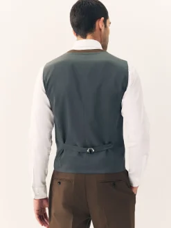 Marron - Gilet de costume en flanelle