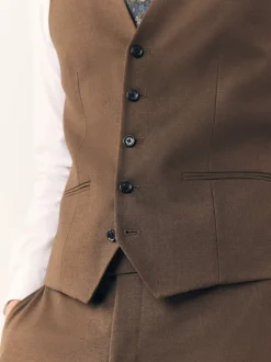 Marron - Gilet de costume en flanelle