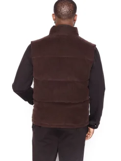 Marron - Gilet matelassé en velours côtelé