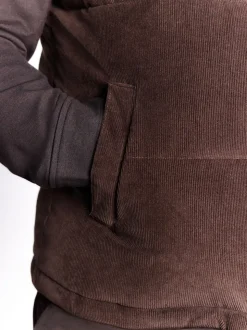 Marron - Gilet matelassé en velours côtelé