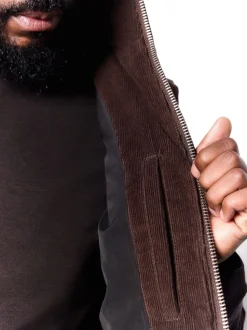 Marron - Gilet matelassé en velours côtelé