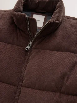 Marron - Gilet matelassé en velours côtelé