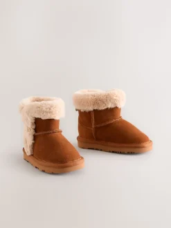 Marron - Grandes Bottes à enfiler en daim