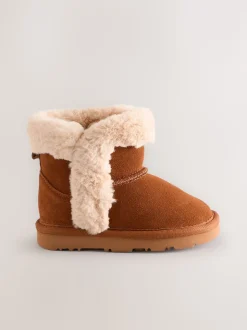 Marron - Grandes Bottes à enfiler en daim