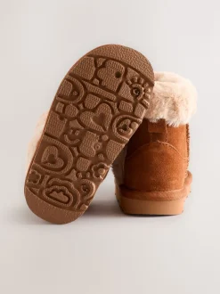 Marron - Grandes Bottes à enfiler en daim