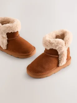 Marron - Grandes Bottes à enfiler en daim