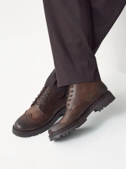 Marron - Grands bottes Brogue épaisses à lacets