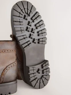 Marron - Grands bottes Brogue épaisses à lacets