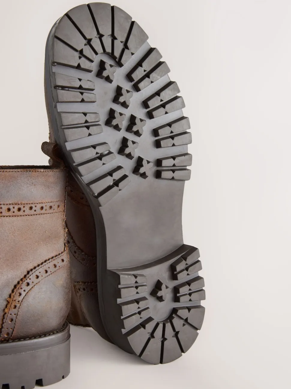 Marron - Grands bottes Brogue épaisses à lacets