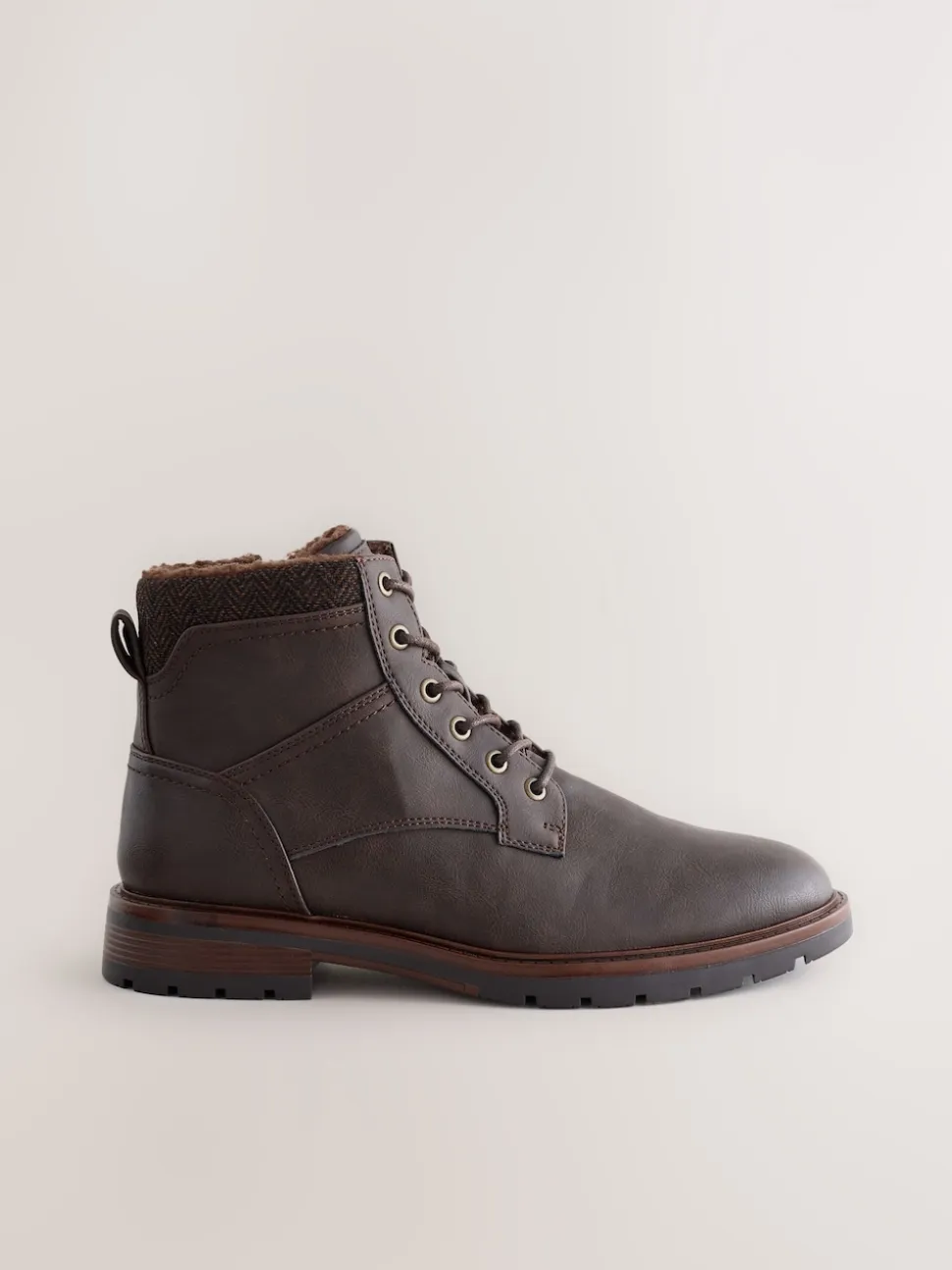Marron - Grands bottes zippées doublées de borg