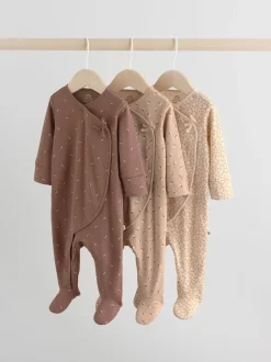 Marron à imprimé petites fleurs - Combinaisons de nuit pour bébé 3 Pack (0-2ans)