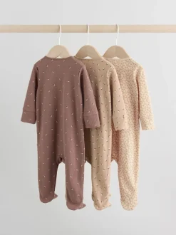 Marron à imprimé petites fleurs - Combinaisons de nuit pour bébé 3 Pack (0-2ans)