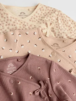 Marron à imprimé petites fleurs - Combinaisons de nuit pour bébé 3 Pack (0-2ans)