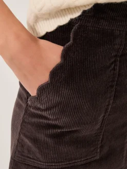 Marron - Jupe mi-longue Monsoon Malika en velours côtelé