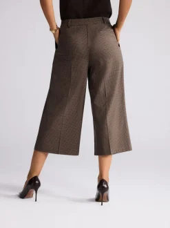 Marron - Jupe-culotte ajustée à carreaux