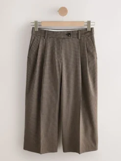 Marron - Jupe-culotte ajustée à carreaux