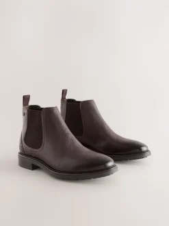 Marron - Leather Chelsea Boots