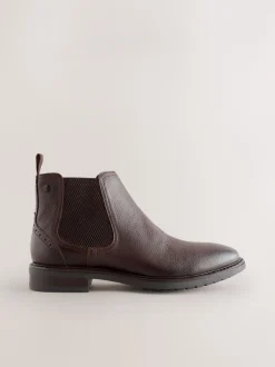 Marron - Leather Chelsea Boots