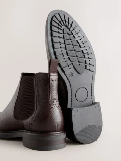 Marron - Leather Chelsea Boots