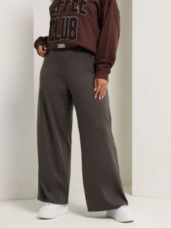 Marron - Leggings Yours Curve à jambes amples