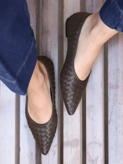 Marron - Linzi Ballerines tissées Talina à bout pointu