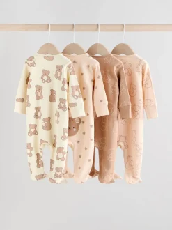 Marron - Lot de 4 dors-bien bébé à fermeture éclair bidirectionnelle (0mois -2ans)