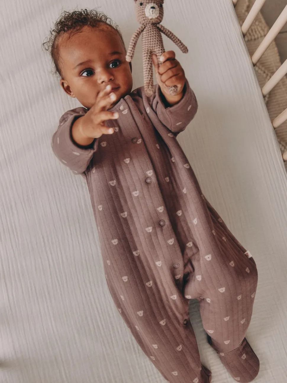 Marron - Lot de 2 dors-bien ours matelassés bébé